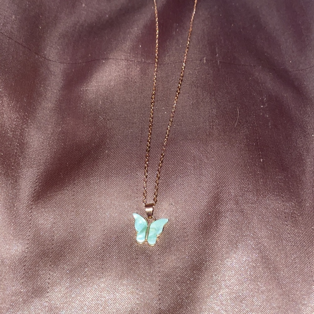 Light green butterfly necklace
